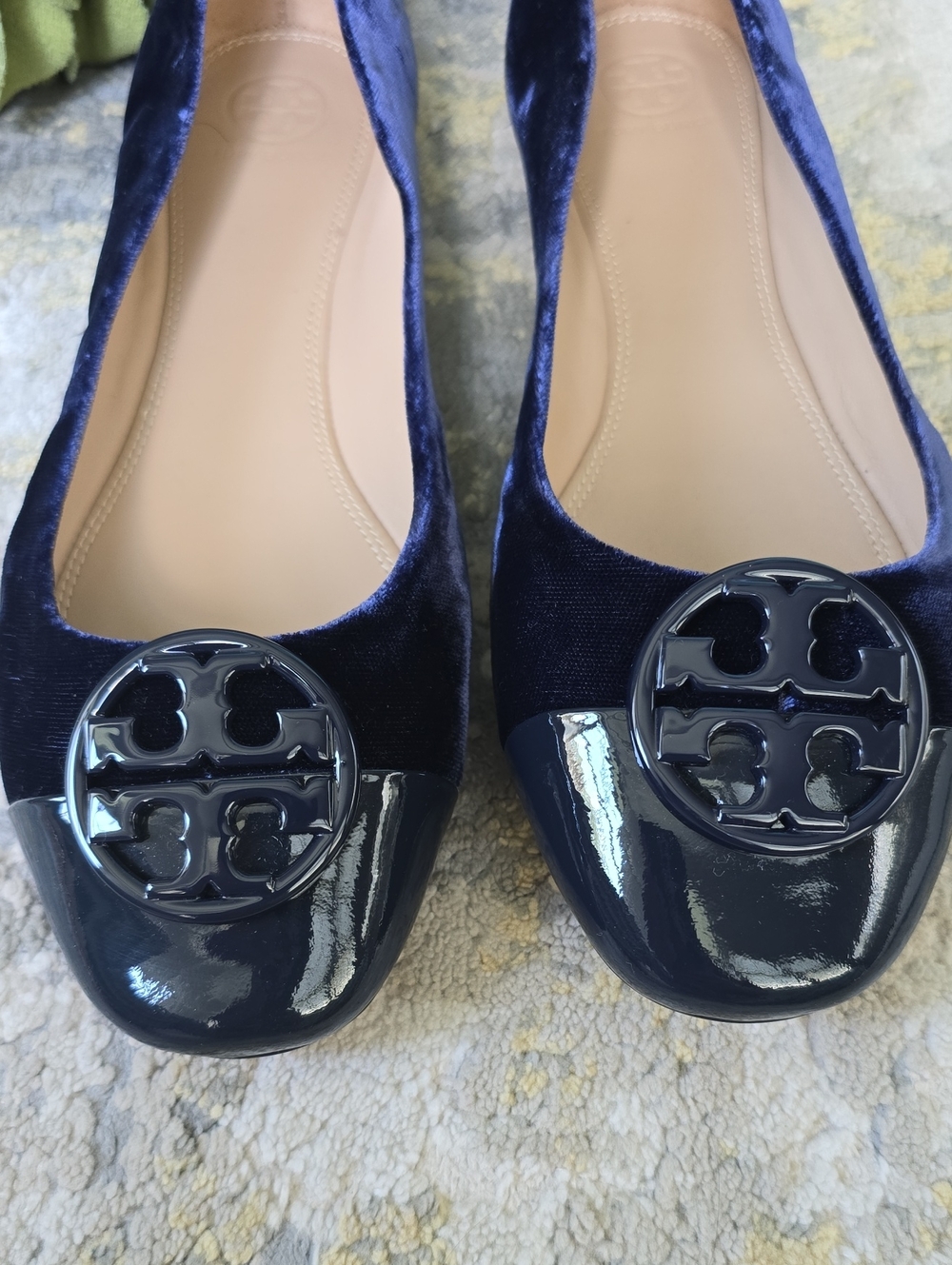 Tory Burch Chelsea Cap-Toe Ballet Flats in Royal Navy Velvet Size 9.5 - Picture 9 of 12